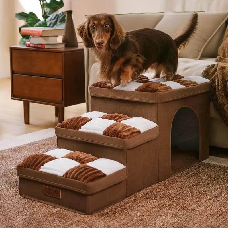 Checkerboard Handmade Dog Stairs with Storage and Apartment Private and cozy space for your pet Easy folding