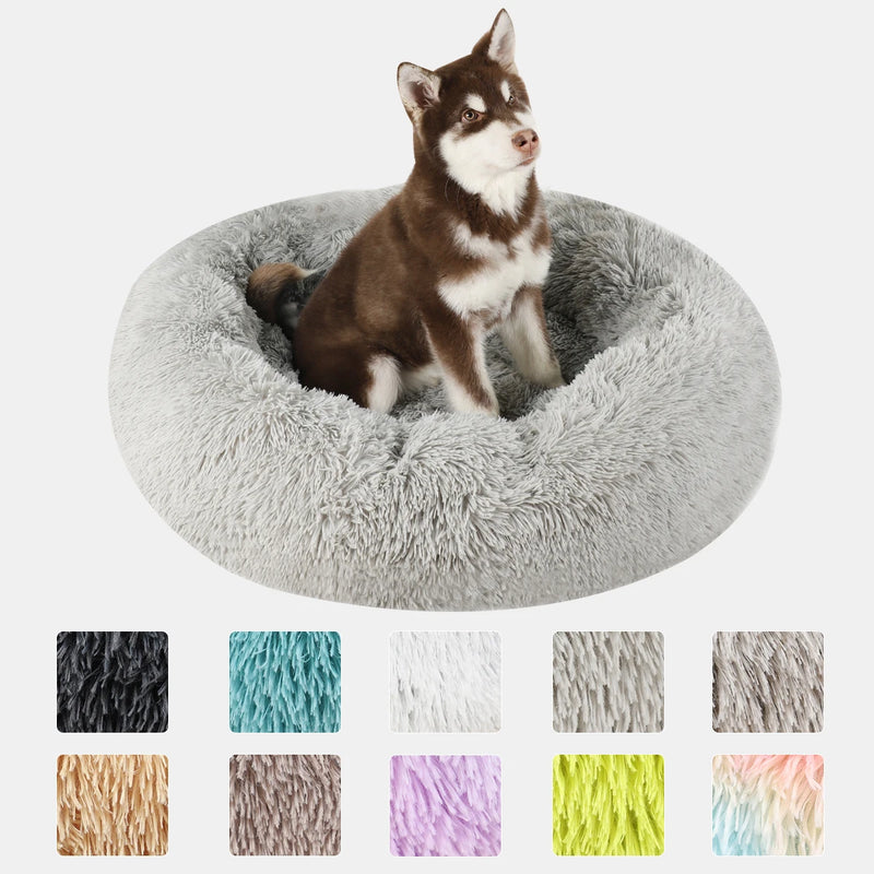 Dog  Round Plush Fluffy Kennel Bed