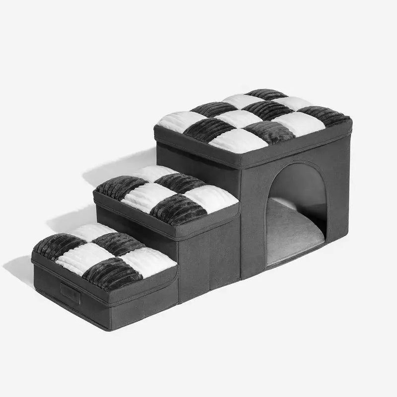 Checkerboard Handmade Dog Stairs with Storage and Apartment Private and cozy space for your pet Easy folding