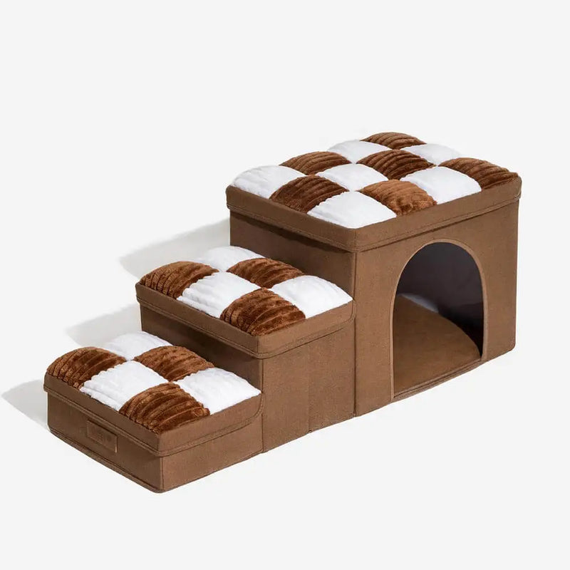 Checkerboard Handmade Dog Stairs with Storage and Apartment Private and cozy space for your pet Easy folding